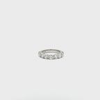 14K White Gold Half Eternity Diamond Ring in Beaded Shared Prong Setting
