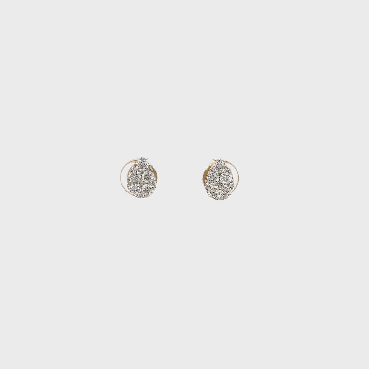 14K Yellow Gold Pear Shaped Illusion Diamond Cluster Stud Earrings