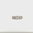 14K Yellow Gold Half Eternity Oval-Shaped Illusion Ring with 146 Diamonds