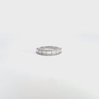 14K White Gold Emerald Cut Illusion Half Eternity Diamond Cluster Ring