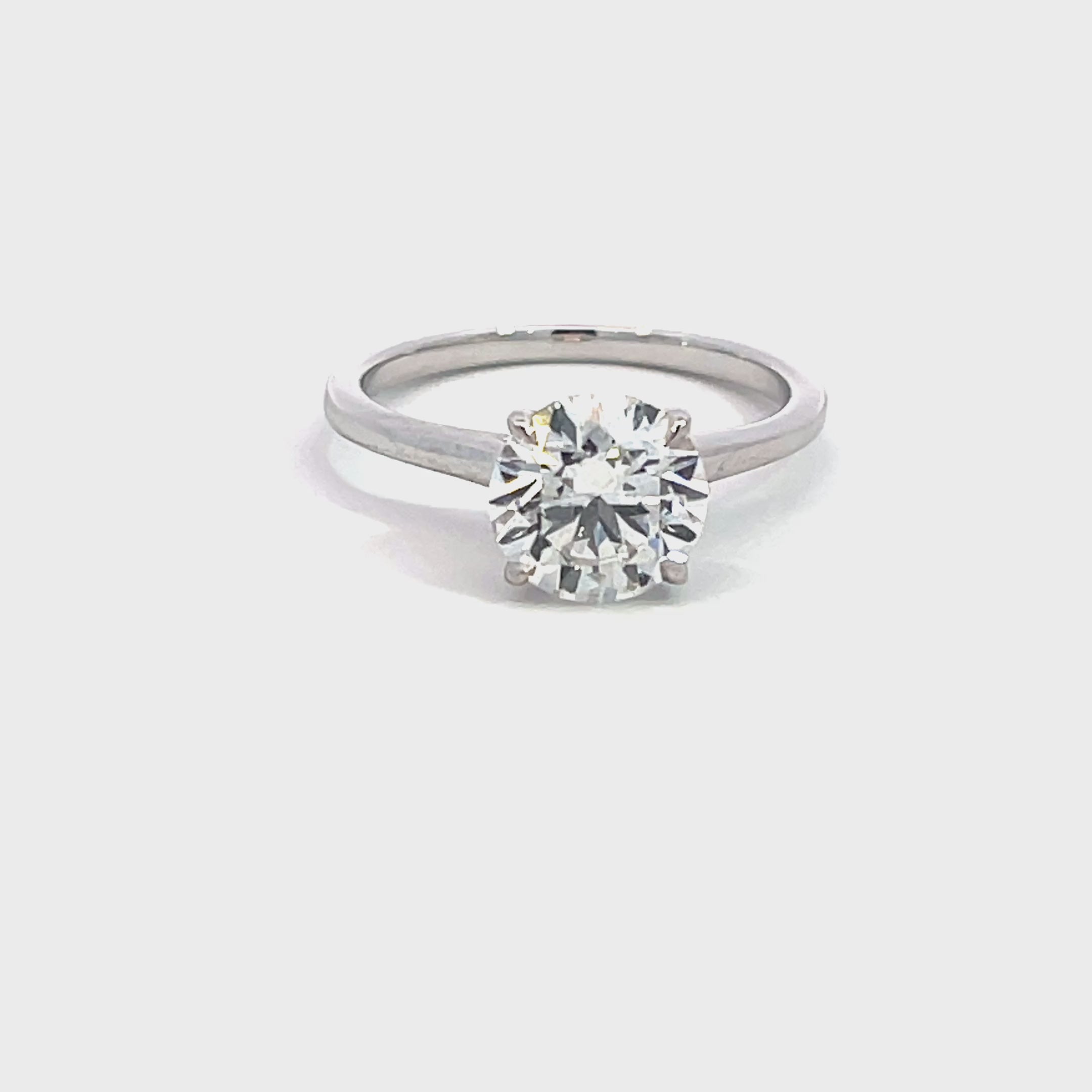 14K White Gold Lab Grown Diamond Solitaire Ring with Claw Prongs and Cathedral Setting