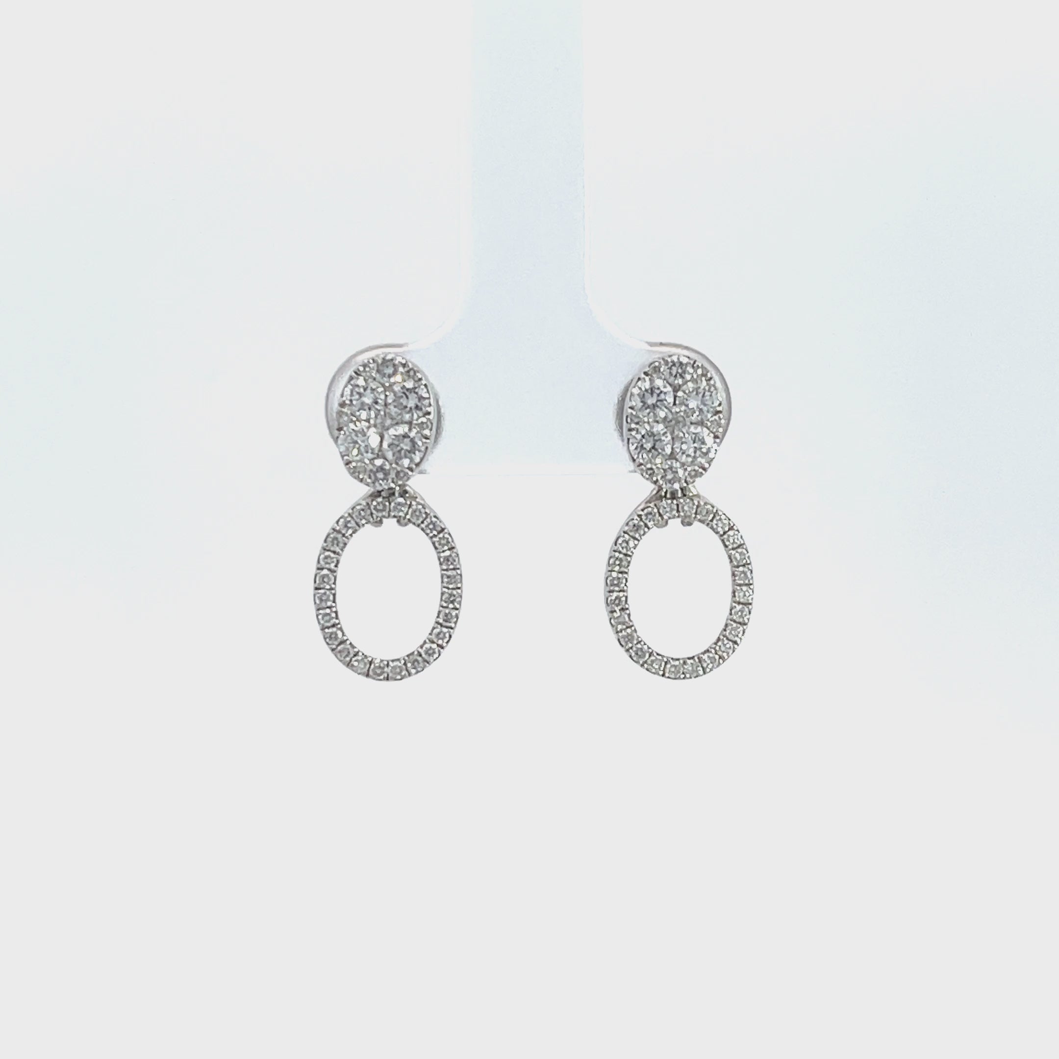 14K White Gold Multi-Way Oval Illusion Diamond Earrings