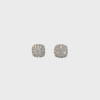 14K White Gold Art Deco-Inspired Cushion Illusion Diamond Stud Earrings