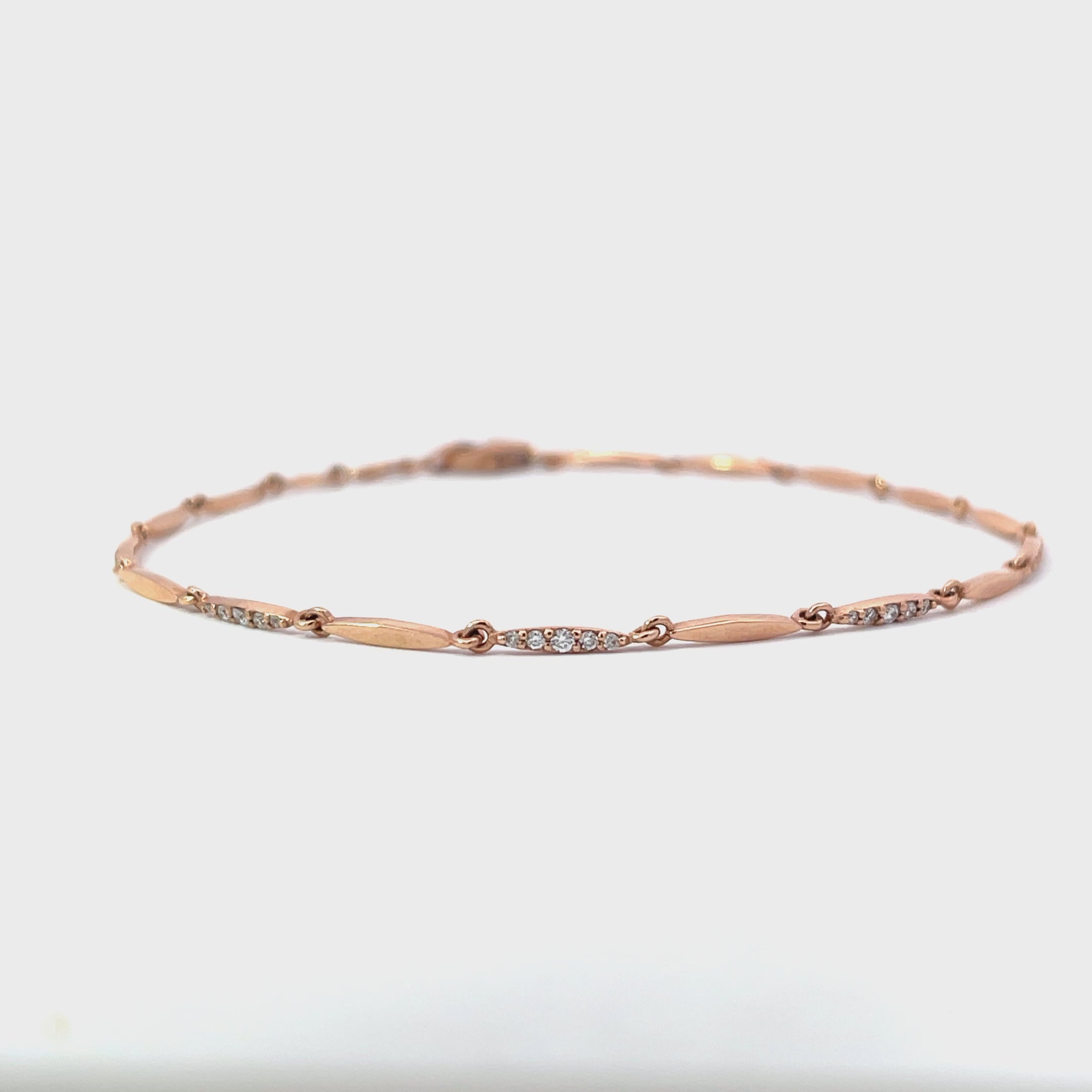 14K Rose Gold Marquise Link Bracelet with 35 Diamonds