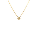14K Yellow Gold Diamond Clover Cluster Pendant Necklace with Milgrain Detailing