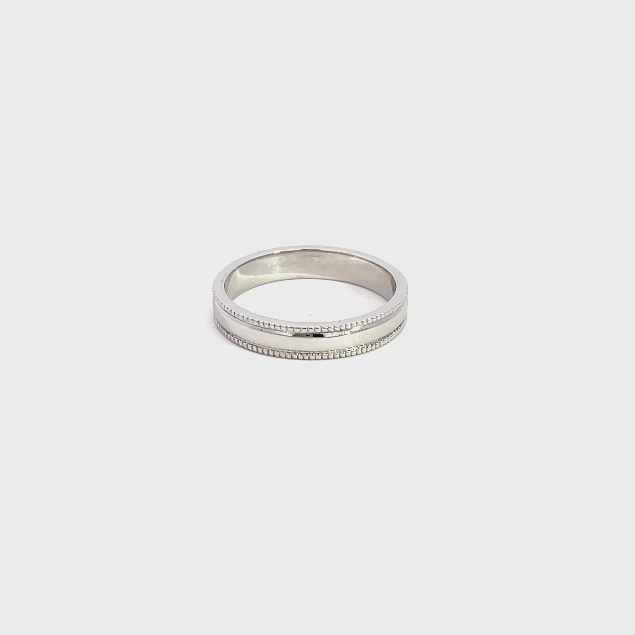 14K White Gold Wedding Band with Milgrain Detailing