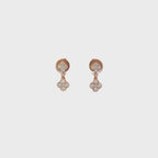 14K Rose Gold Clover Diamond Cluster Drop Earrings