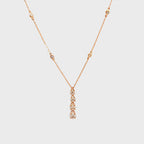 14K Rose Gold Tiered Diamond Teardrop Pendant Necklace