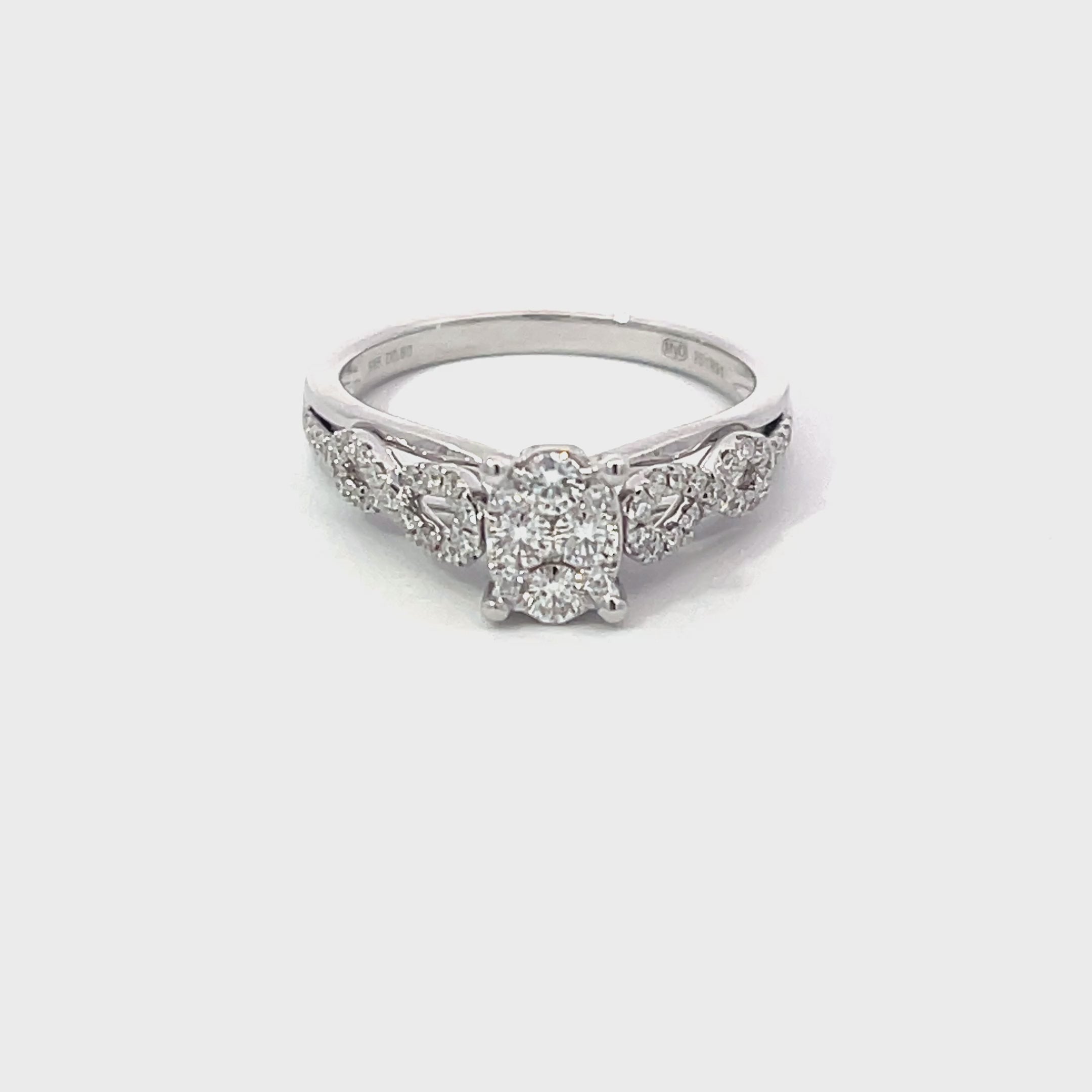 14K White Gold Oval Illusion Infinity Ring