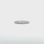 14K White Gold Beaded Bezel Set Ring with 7 Diamonds