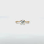 14K/18K Yellow Gold Solitaire Engagement Ring with Thin Set Tapered Shank