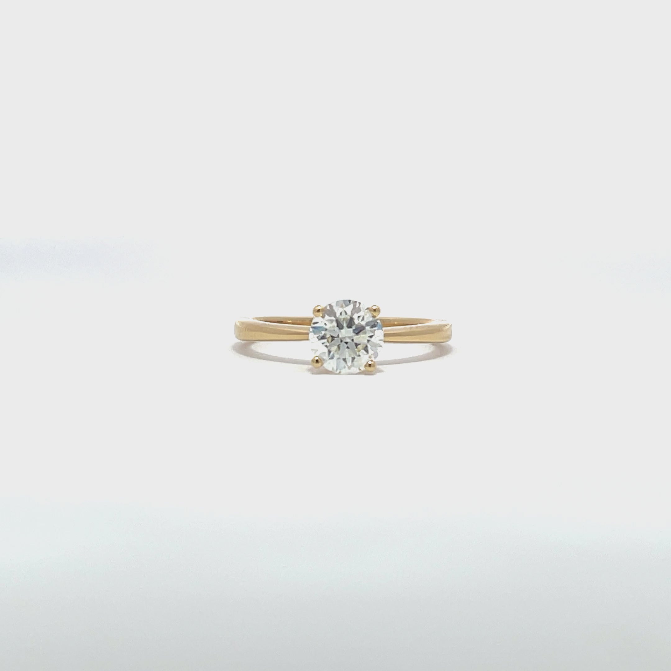14K/18K Yellow Gold Solitaire Engagement Ring with Thin Set Tapered Shank
