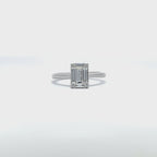 14K White Gold Emerald Cut Illusion Ring with Baguette Cut and Round Brilliant Diamonds