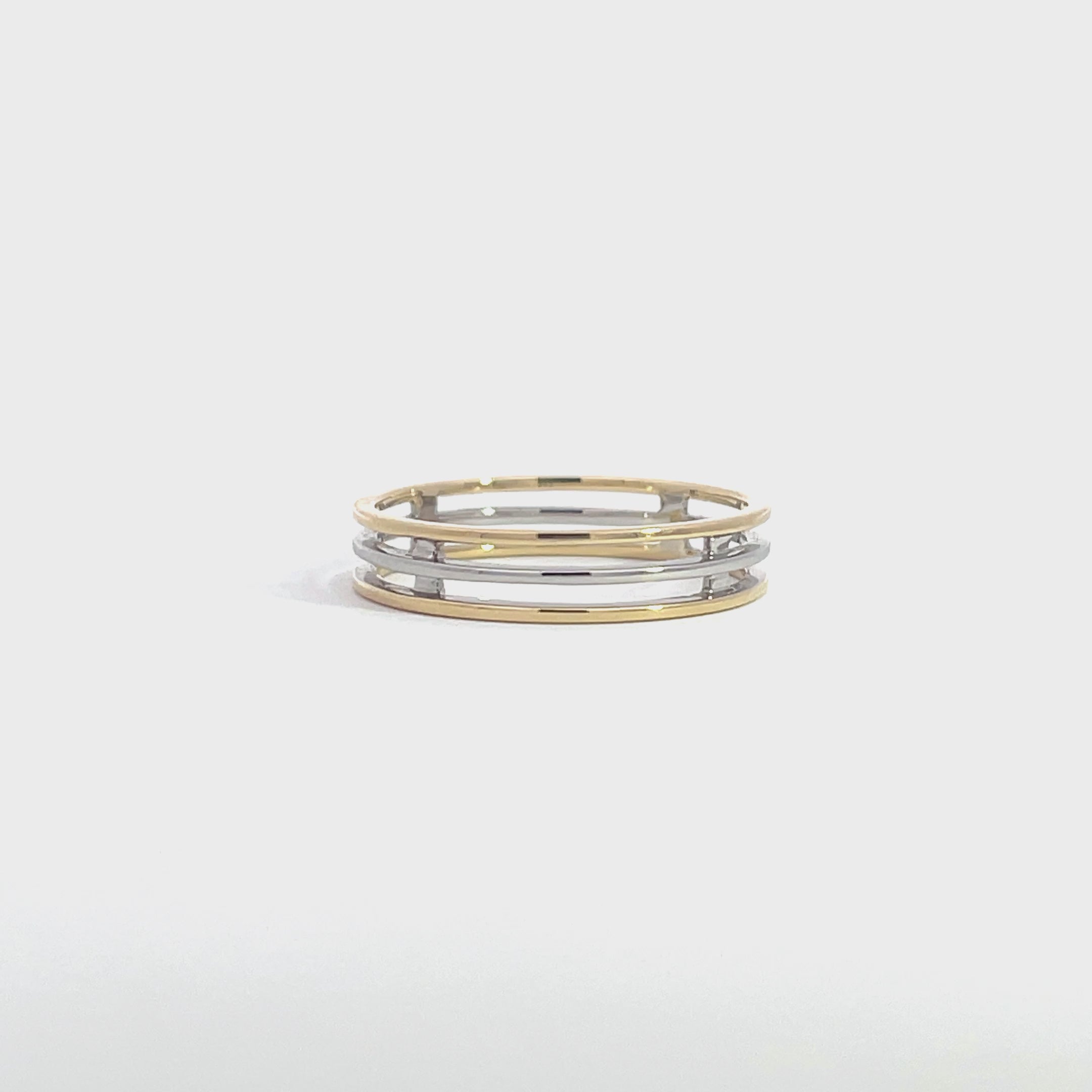 14K Yellow White Gold Triple Band Ring