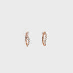 14K Rose Gold Twisted Hoop Earrings with 14 Diamonds