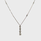 14K White Gold Tiered Diamond Teardrop Pendant Necklace