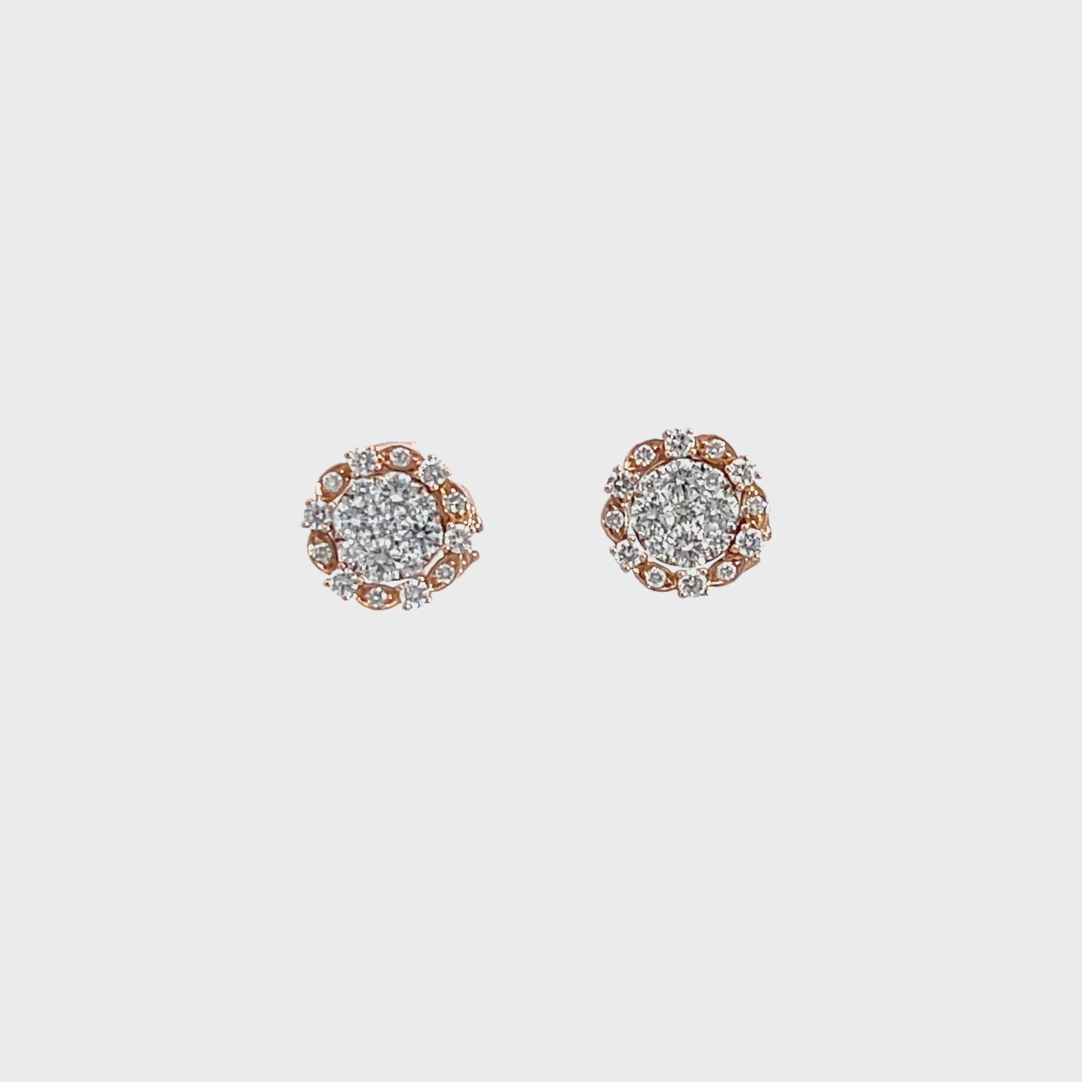 14K Rose Gold Multi-Way Romantic Cluster Illusion Setting with Earrings