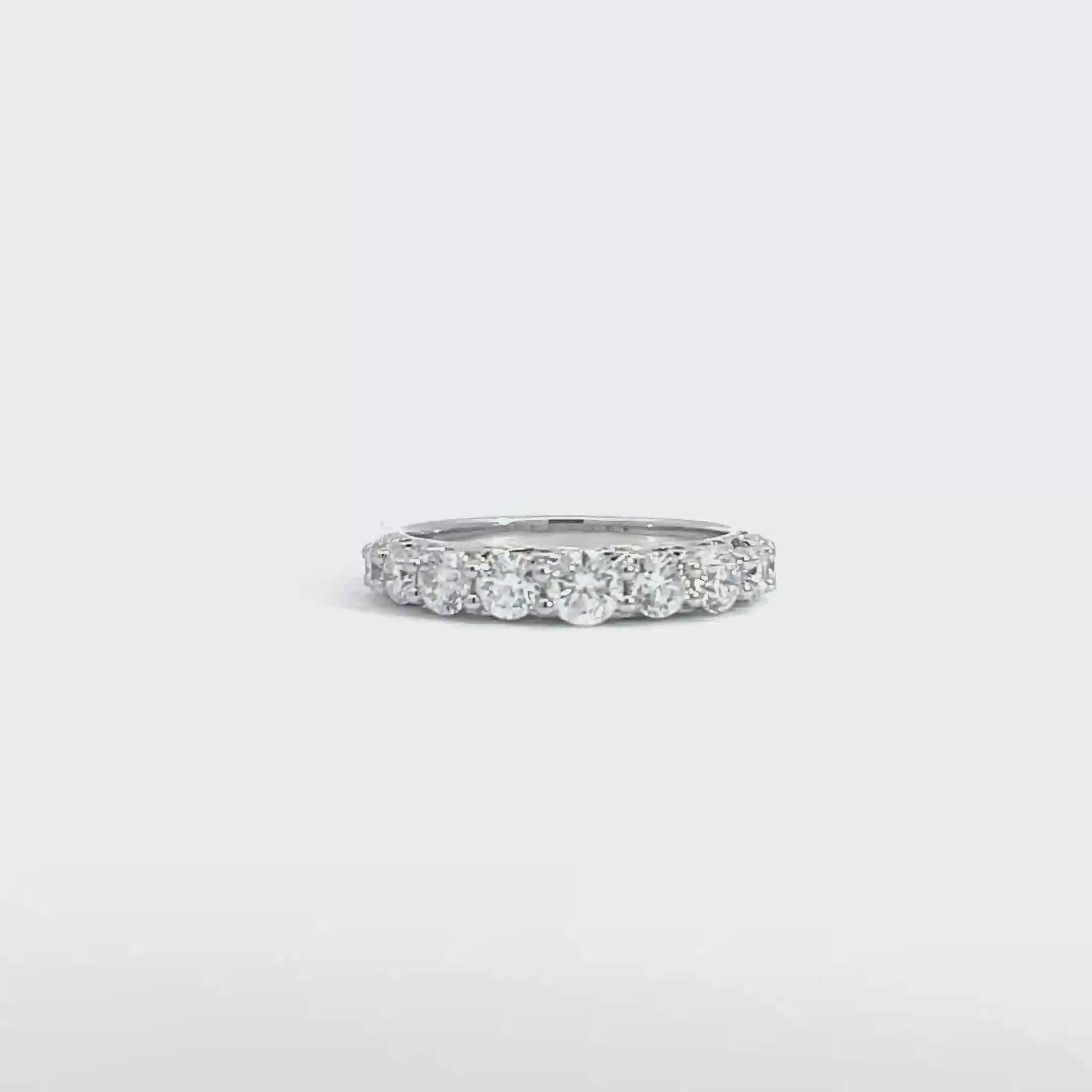14K White Gold Half Eternity Ring with 9 Diamonds