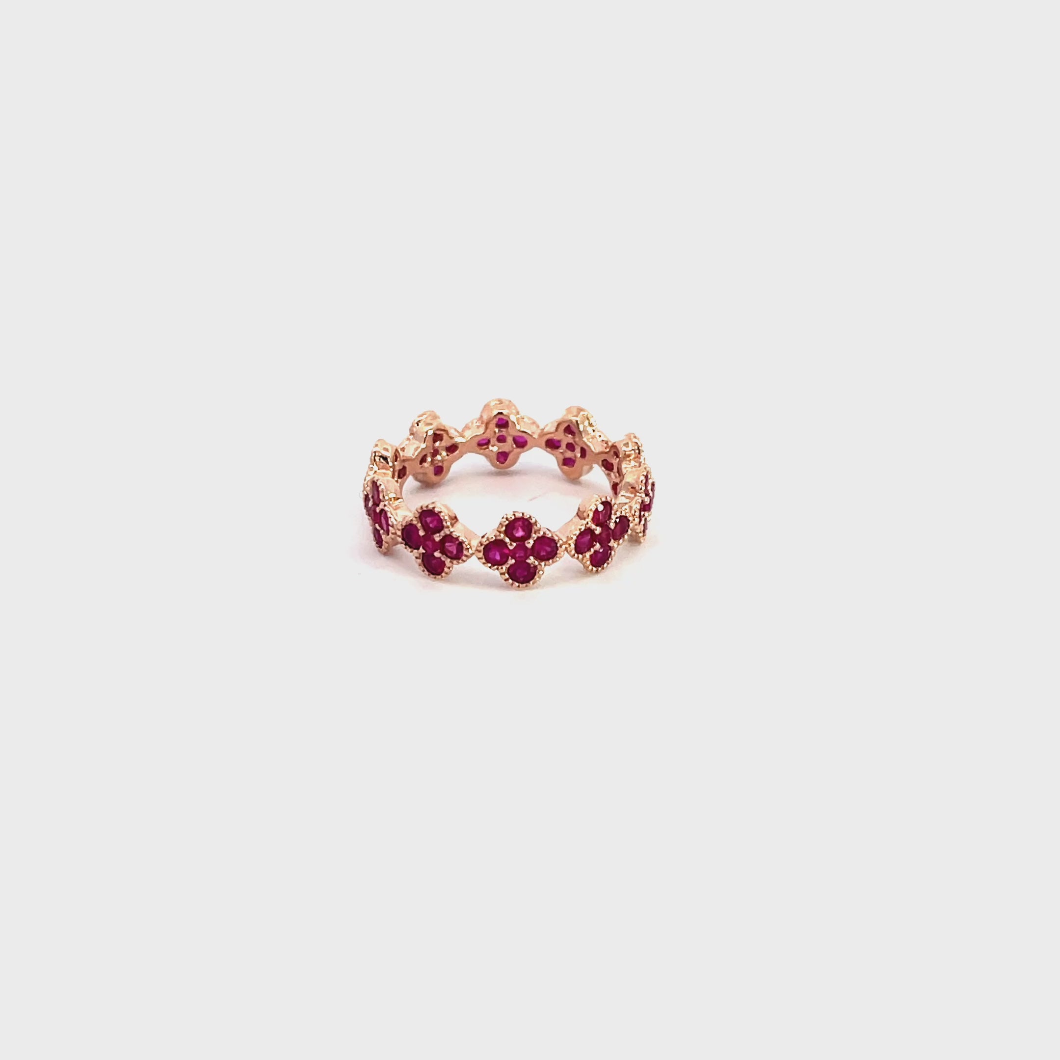 Floral 14K Rose Gold Ruby Eternity Ring