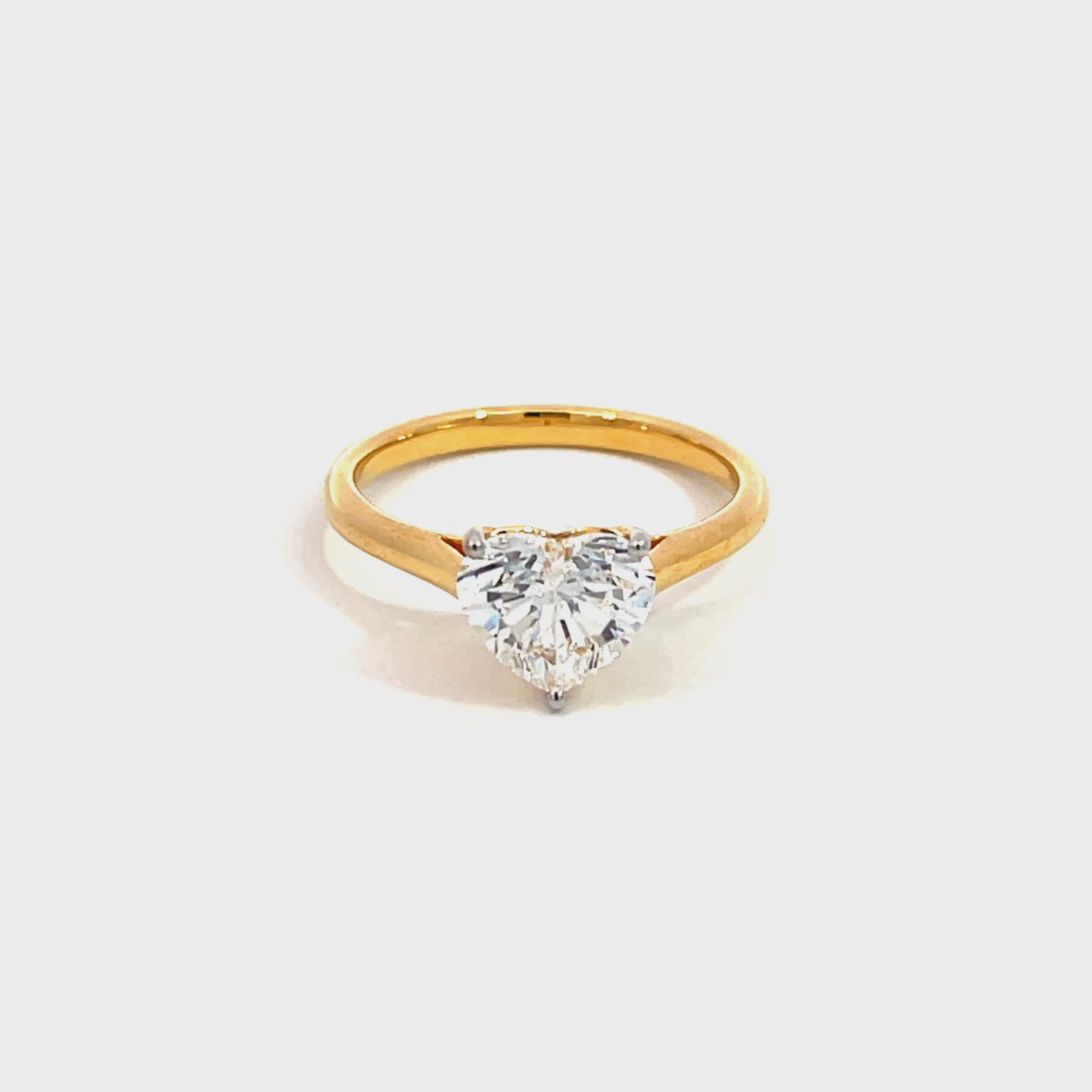 14K Yellow Gold Lab Grown Heart Shaped Diamond Solitaire Ring