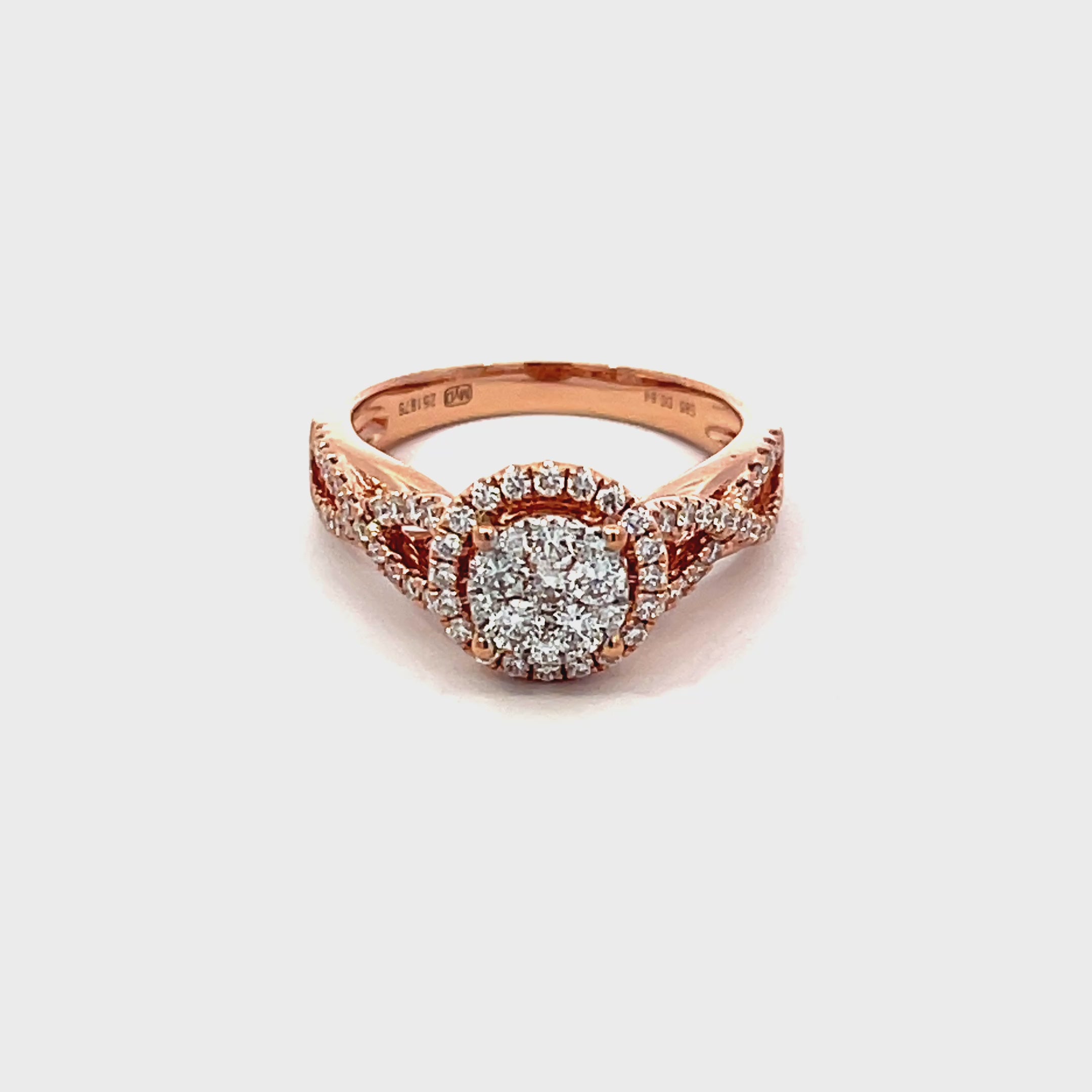 14K Rose Gold Halo Twist Illusion Ring with 71 Diamonds