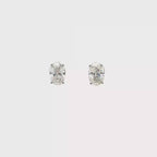 18K/14K White Gold Oval Cut Lab Grown Diamond Stud Earrings with 4 prong Curved Basket style setting White Halo