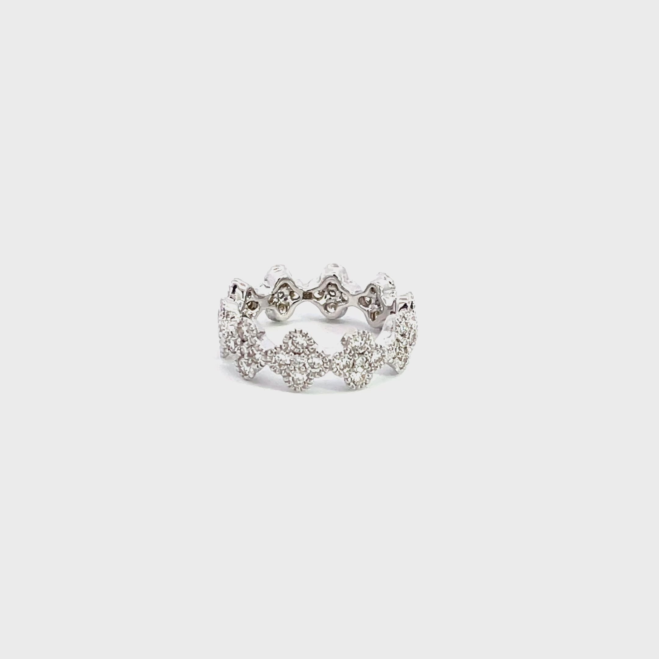 Floral 14K White Gold Diamond Eternity Ring