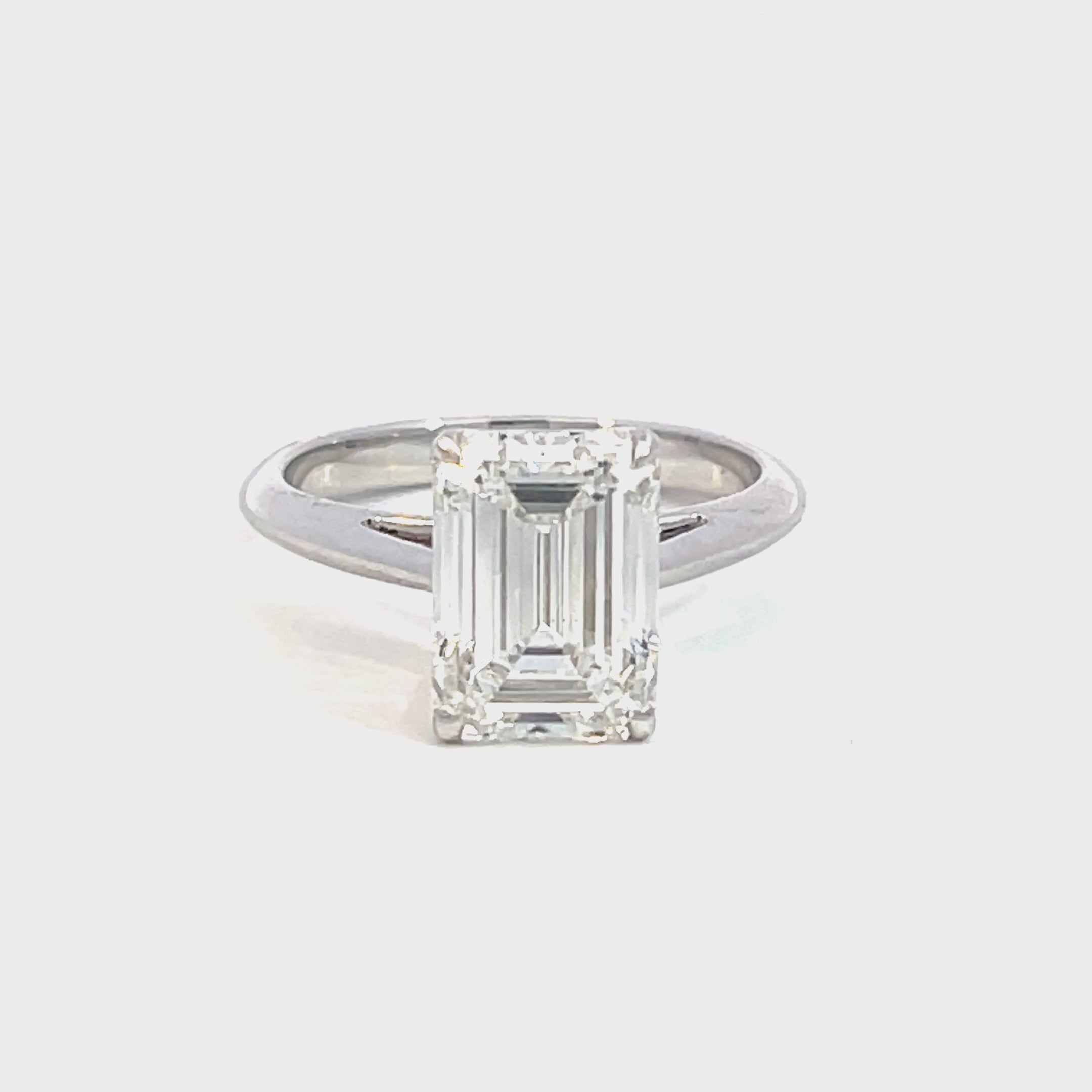 14K White Gold Lab Grown Emerald Cut Diamond Solitaire Ring