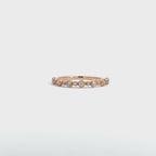 14K Rose Gold Half Eternity Beaded Bezel Set Ring with 13 Diamonds