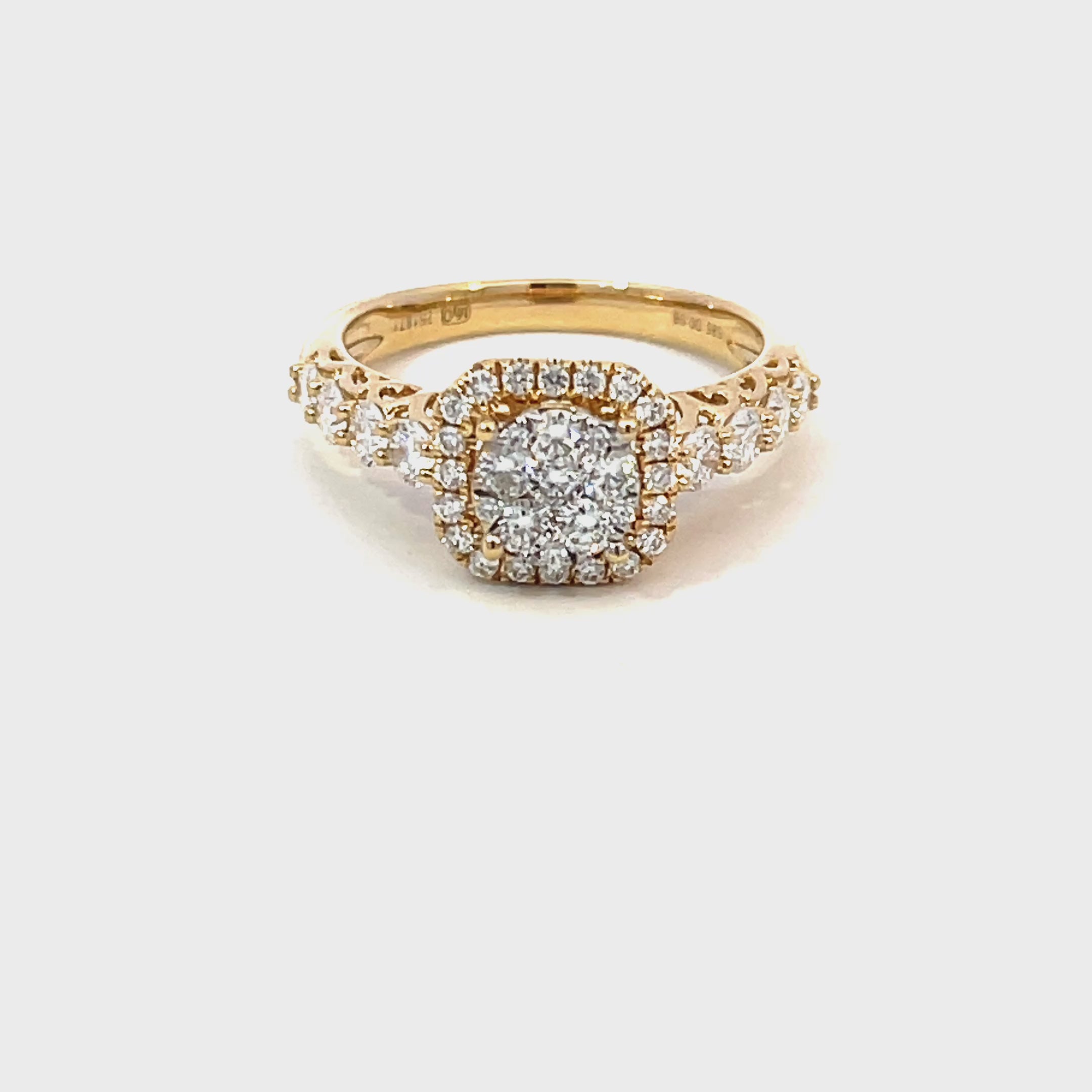14K Yellow Gold Cushion-Shaped Illusion Setting Halo Ring