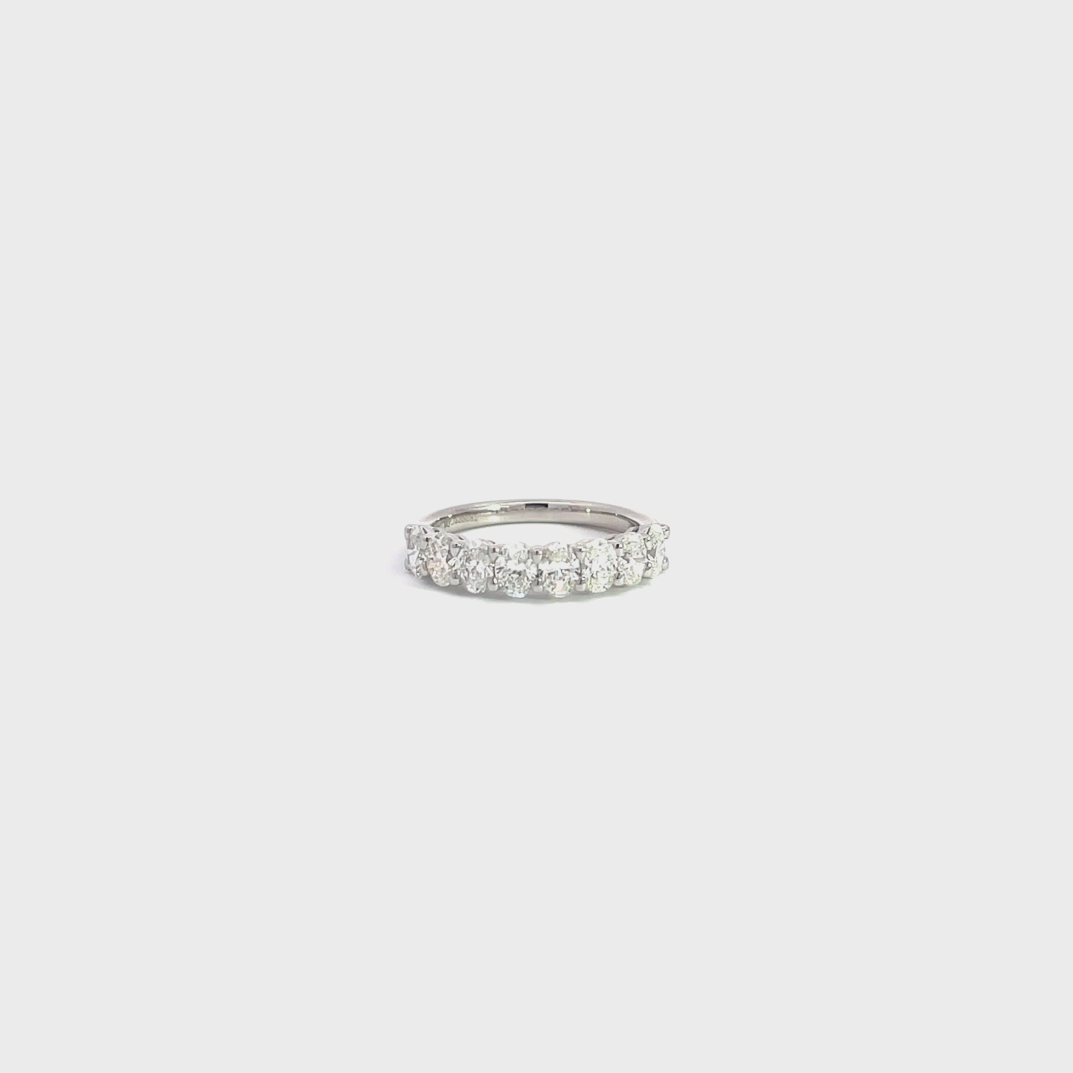 18K White Gold Oval Cut Half Eternity Diamond Ring