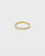 14K Yellow Gold Wedding Band with 9 Diamonds in Shared Bar Setting
