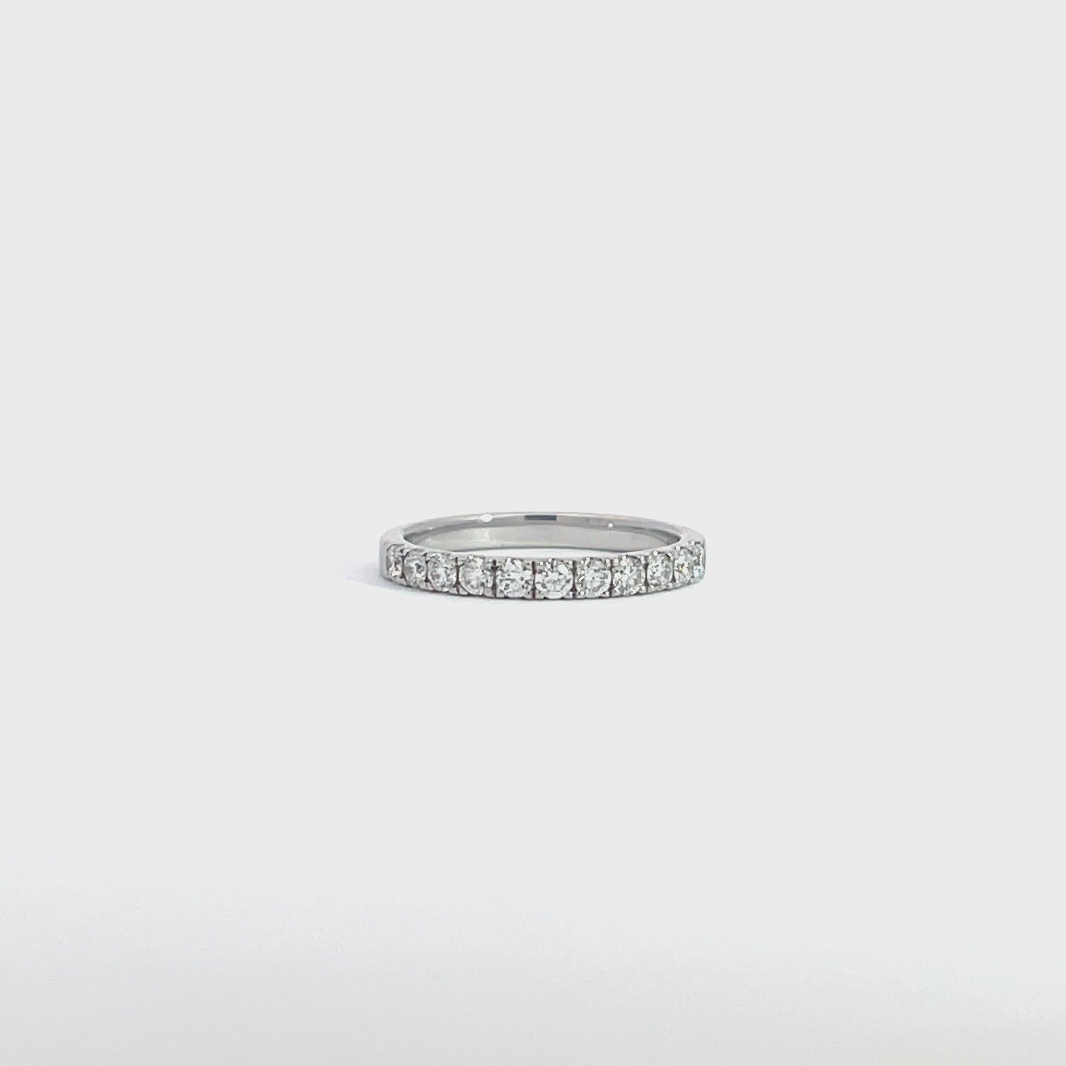 14K White Gold Half Eternity Ring with 11 Diamonds