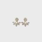 14K Yellow Gold Leaf-Inspired Diamond Jacket Earrings