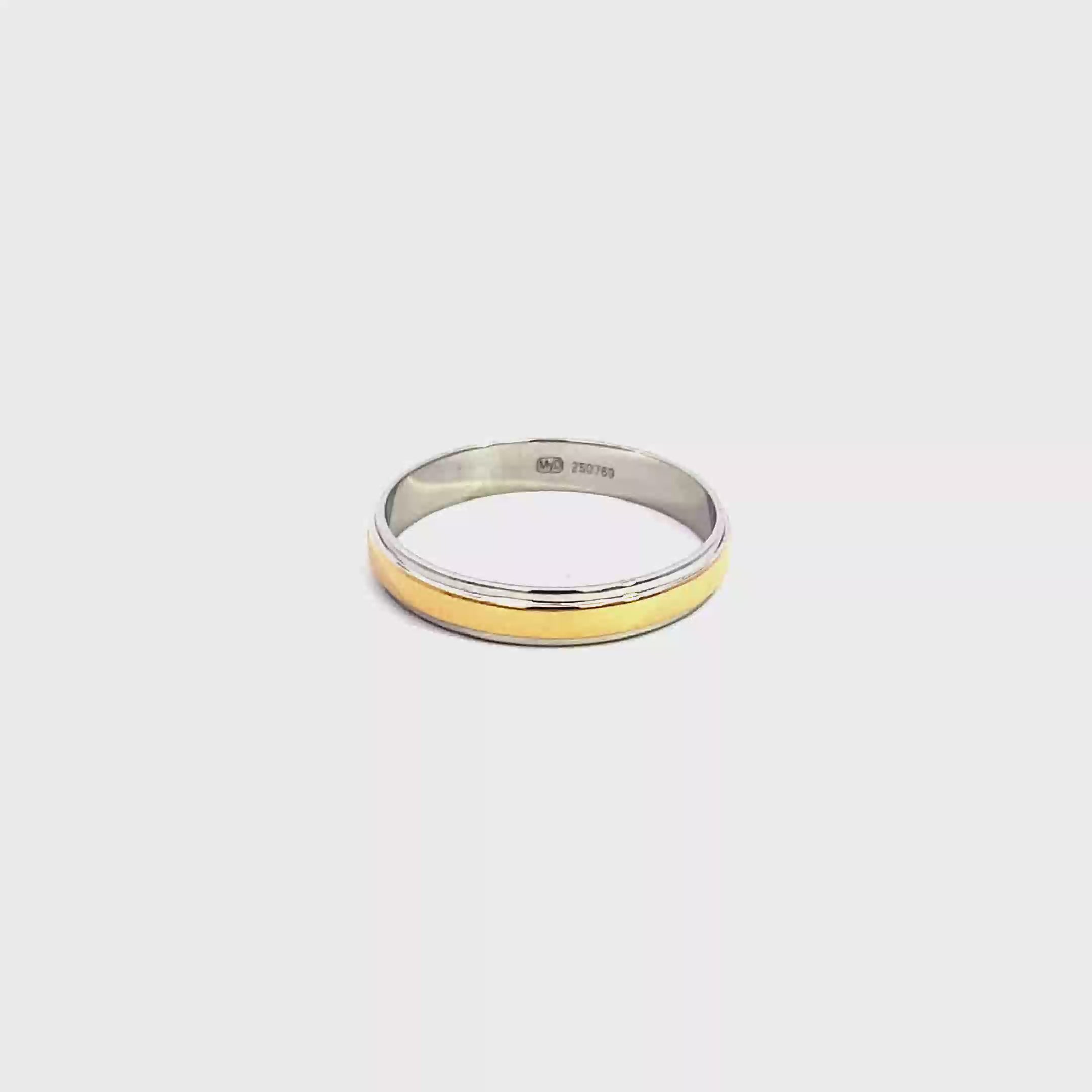 14K Plain Yellow Gold Ring with White Gold Edges