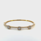 18K Yellow Gold Cushion Bangle with 129 Diamonds