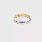 14K Yellow White Gold Wedding Band with Center Groove