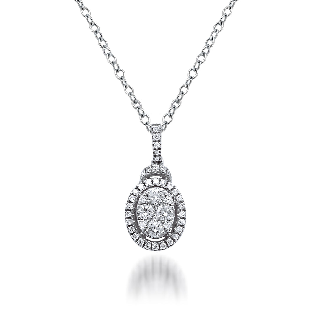 Oval-Shaped Halo Illusion Pendant